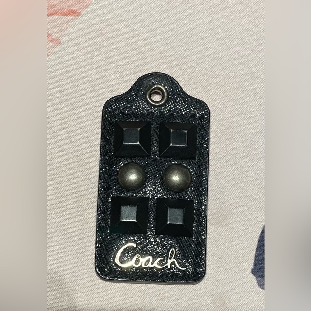 Coach Y2K Gunmetal & Black Stud Embellished Hang Tag